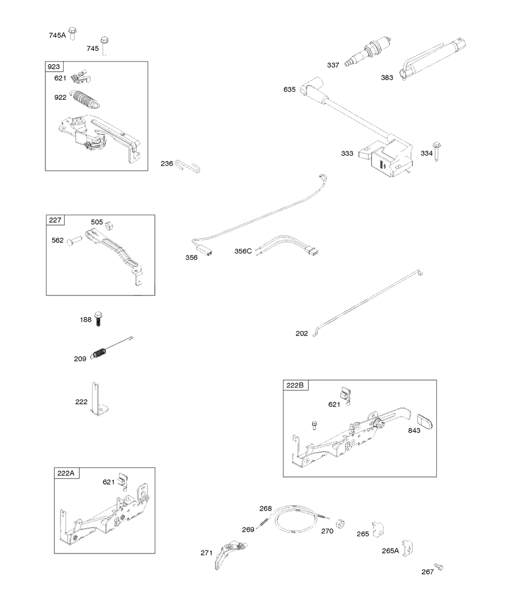 Armature, Controls, Electrical System, Governor Spring, Ignition, Spark Plug Diagram and Parts List for 9P602-0060-F1  Briggs and Stratton Engine